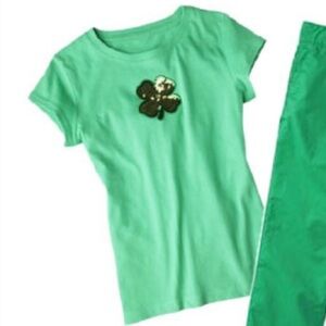 CIRCO’S Sequin Shamrock Green ☘️ Tee Girls Size Large